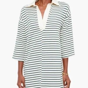 Tuckernuck Cream and Green Striped Polo Dress